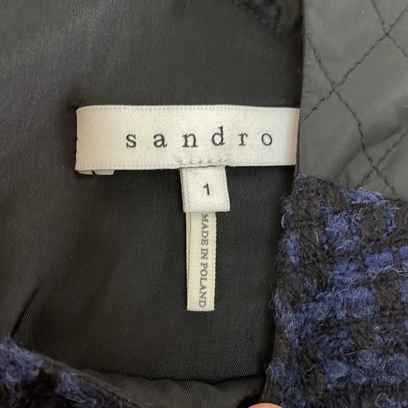 Sandro Navy Blue and Black Tweed Wool Blend Mini Dress Size 1 US Small - Picture 5 of 8